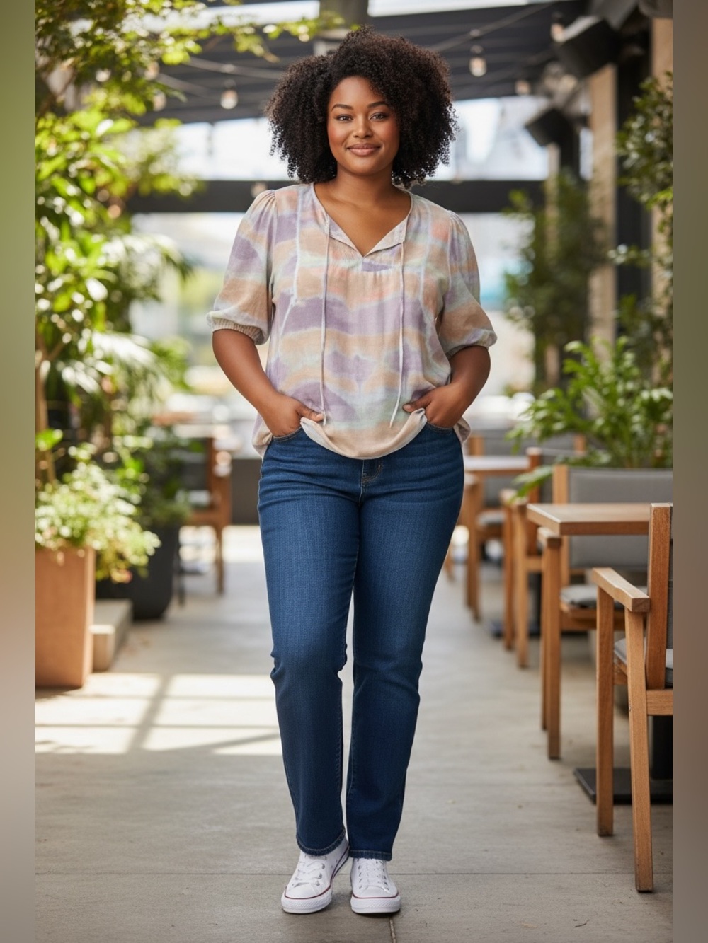 Zac & Rachel Plus Printed Slub Top NWT